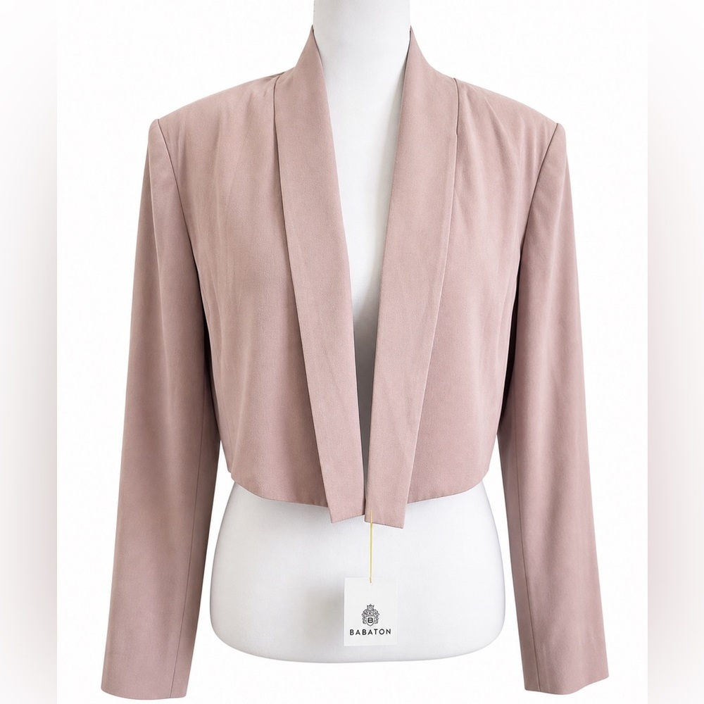Babaton Cropped Blush Pink Open Front Blazer Size 6